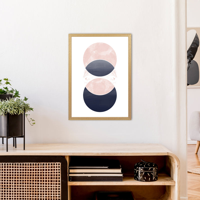 Navy And Marble Pink 1 Art Print by Pixy Paper A2 Print Only