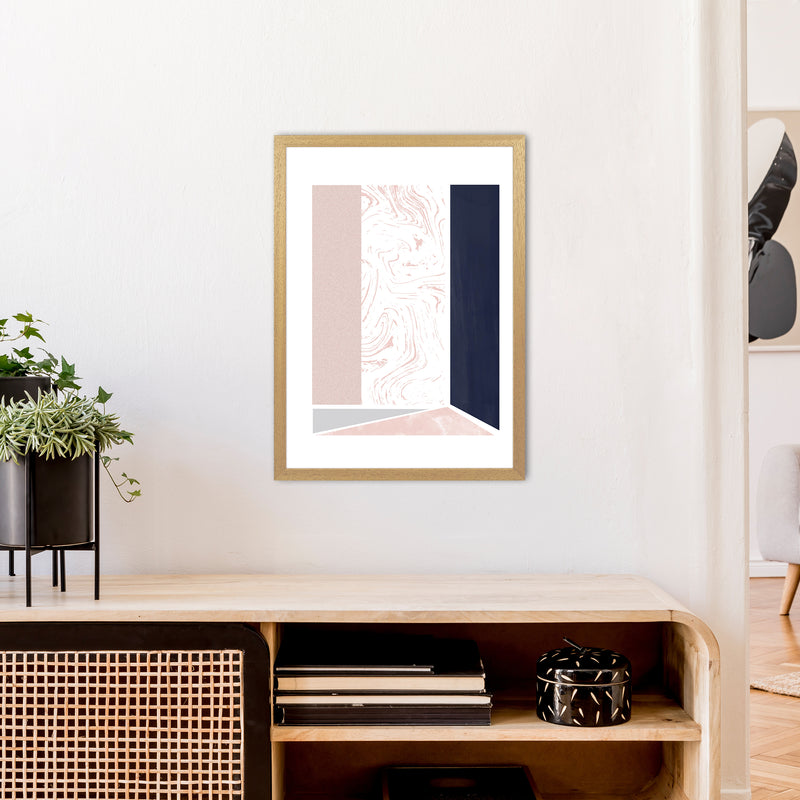 Navy And Marble Pink 2 Art Print by Pixy Paper A2 Print Only