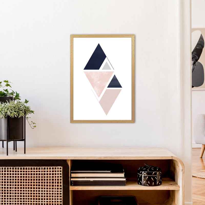 Navy And Marble Pink 3 Art Print by Pixy Paper A2 Print Only