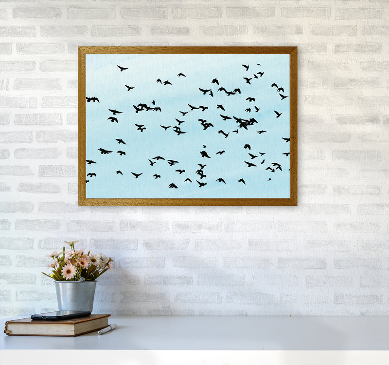 Flock Of Birds Landscape Blue Sky Art Print by Pixy Paper A2 Print Only