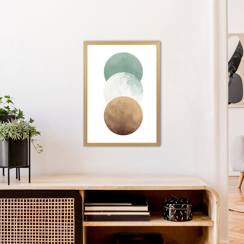 Green And Beige Watercolour Circles Abstract  Art Print by Pixy Paper A2 Print Only