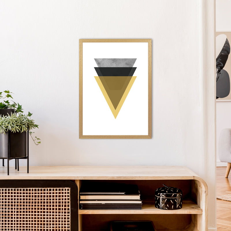 Geometric Mustard And Black Triangles  Art Print by Pixy Paper A2 Print Only