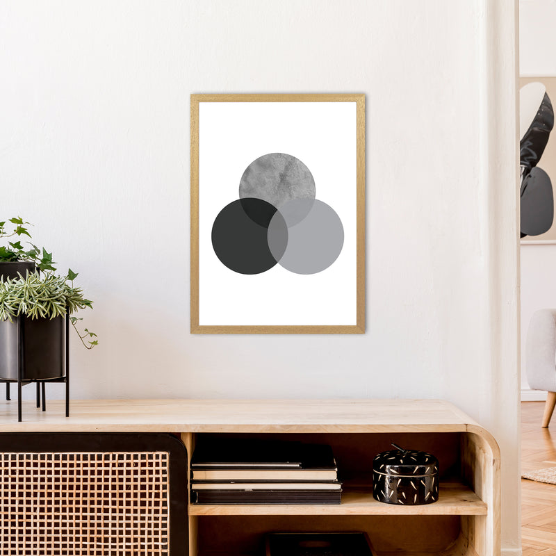 Geometric Grey And Black Circles  Art Print by Pixy Paper A2 Print Only