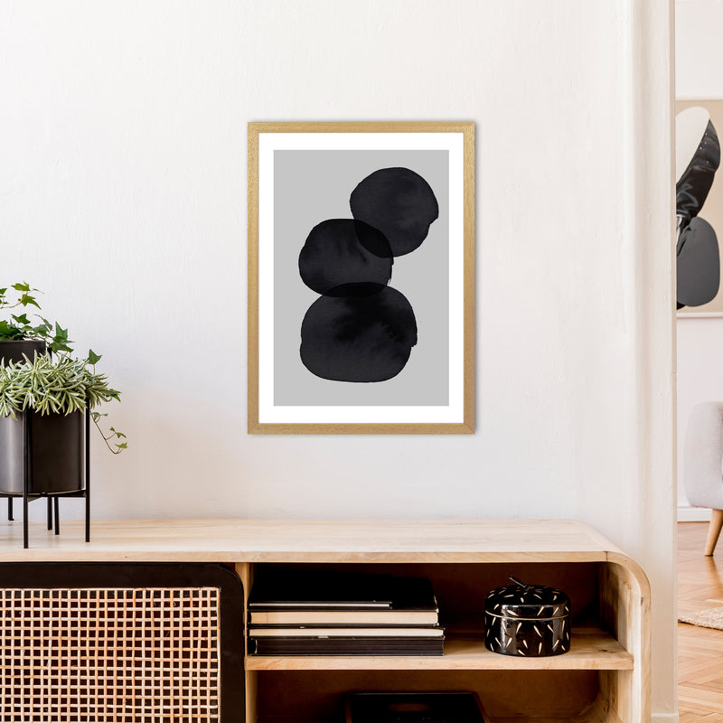 Grey And Black Stacked Circles Art Print by Pixy Paper A2 Print Only