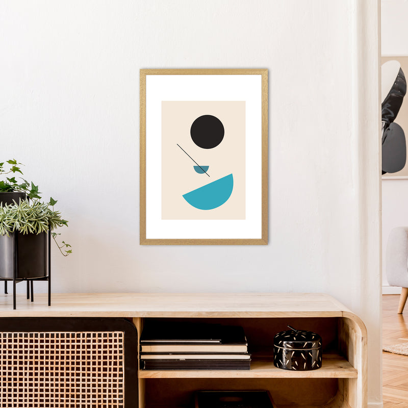Mita Teal Abstract Shapes N2  Art Print by Pixy Paper A2 Print Only