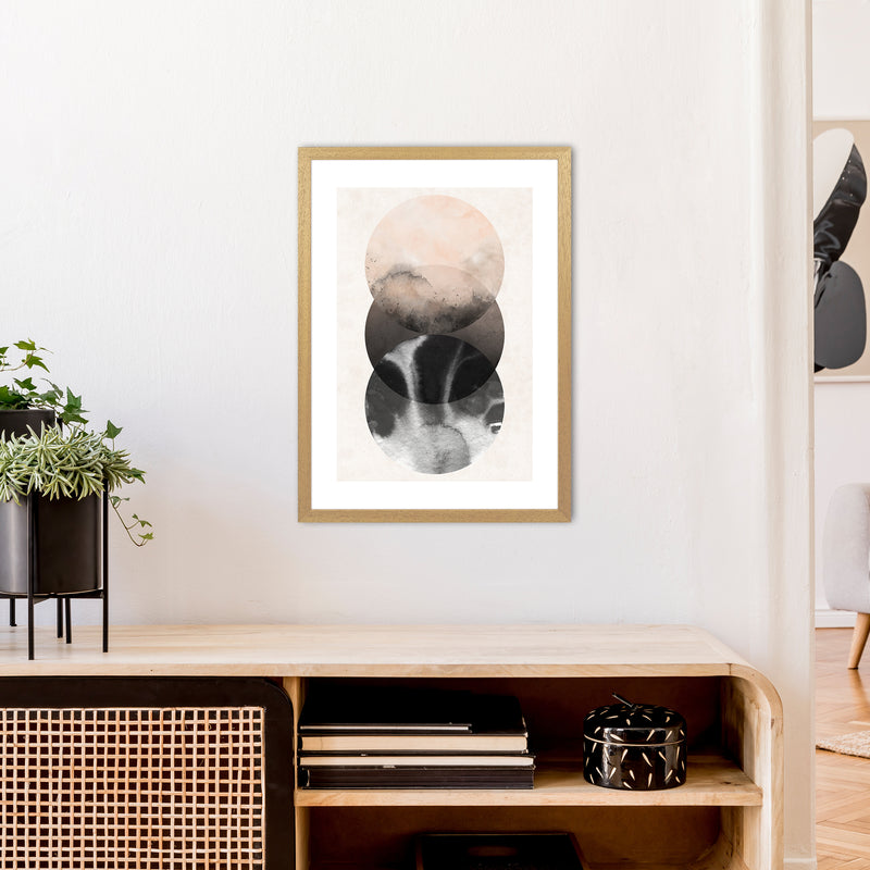 Nude And Pearl Three Circles  Art Print by Pixy Paper A2 Print Only
