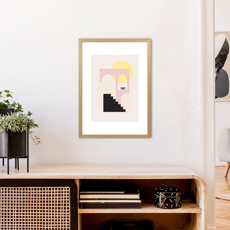 Mila Pink Stairs To Sun N6  Art Print by Pixy Paper A2 Print Only