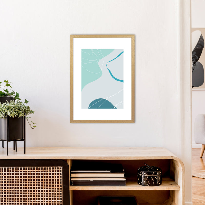 Mita Teal Abstract N17  Art Print by Pixy Paper A2 Print Only