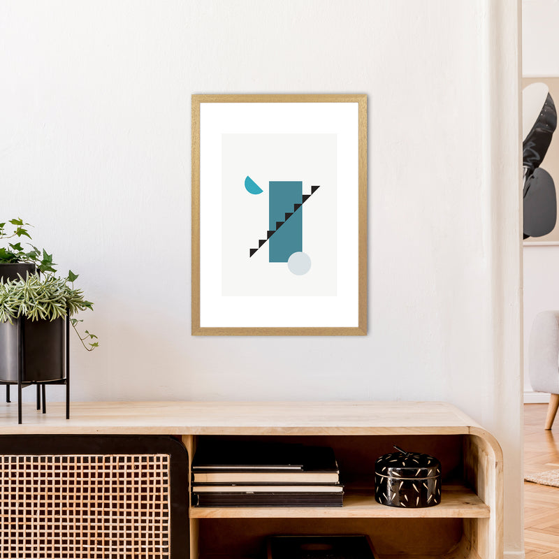 Mita Teal Abstract N11  Art Print by Pixy Paper A2 Print Only