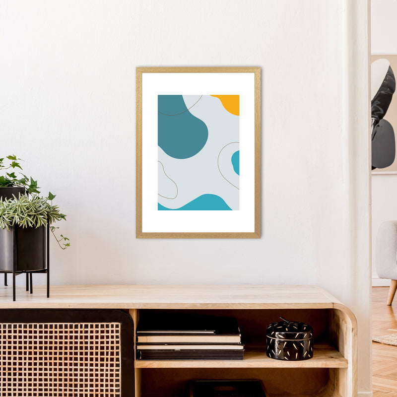 Mita Teal Abstract N16  Art Print by Pixy Paper A2 Print Only