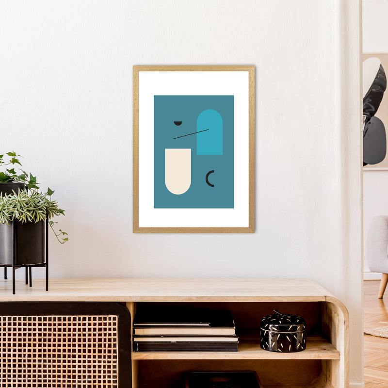 Mita Teal Abstract N4  Art Print by Pixy Paper A2 Print Only