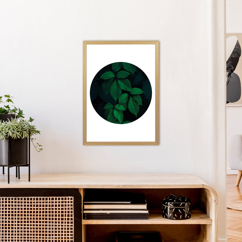 Deep Green Leaf Circle  Art Print by Pixy Paper A2 Print Only