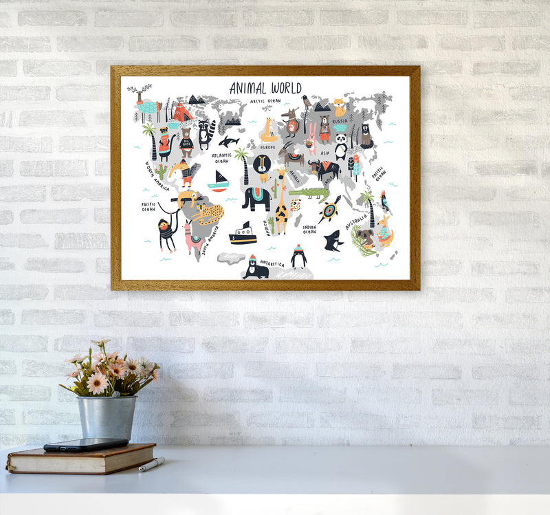 Animal World Map  Art Print by Pixy Paper A2 Print Only