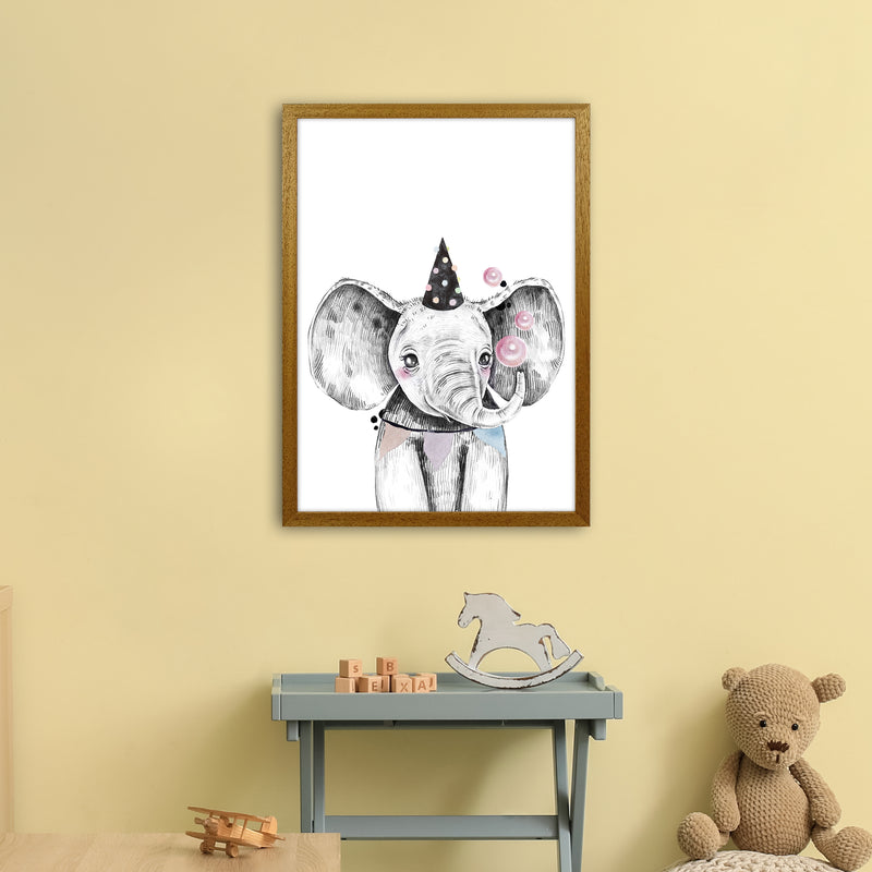 Safari Babies Elephant With Party Hat  Art Print by Pixy Paper A2 Print Only