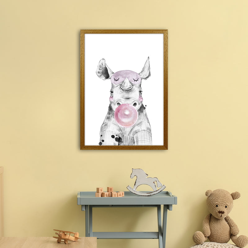 Safari Babies Rhino With Bubble  Art Print by Pixy Paper A2 Print Only