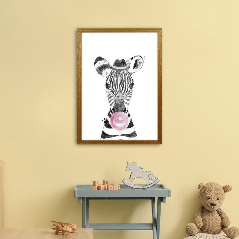 Safari Babies Zebra With Bubble  Art Print by Pixy Paper A2 Print Only