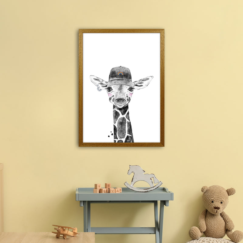 Safari Babies Giraffe With Hat  Art Print by Pixy Paper A2 Print Only