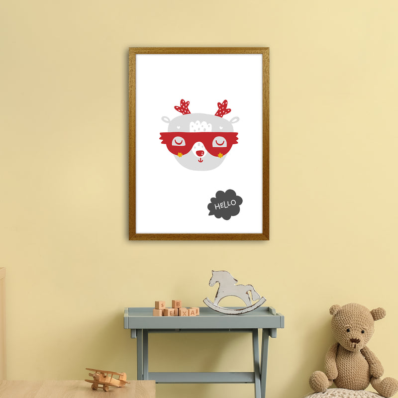 Hello Animal Red Super Scandi  Art Print by Pixy Paper A2 Print Only
