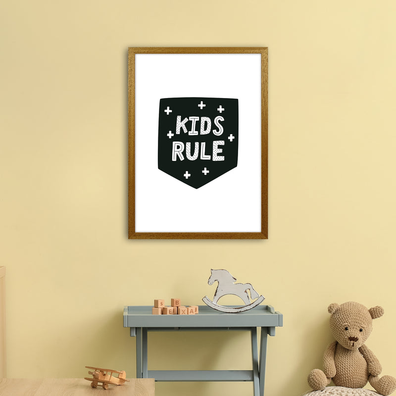 Kids Rule Black Super Scandi  Art Print by Pixy Paper A2 Print Only