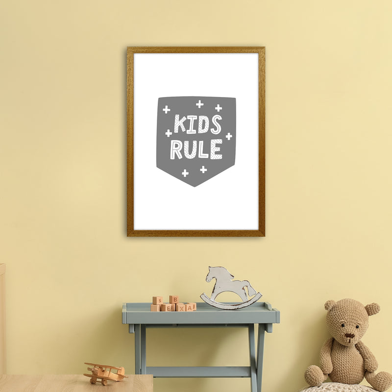 Kids Rule Super Scandi Grey  Art Print by Pixy Paper A2 Print Only