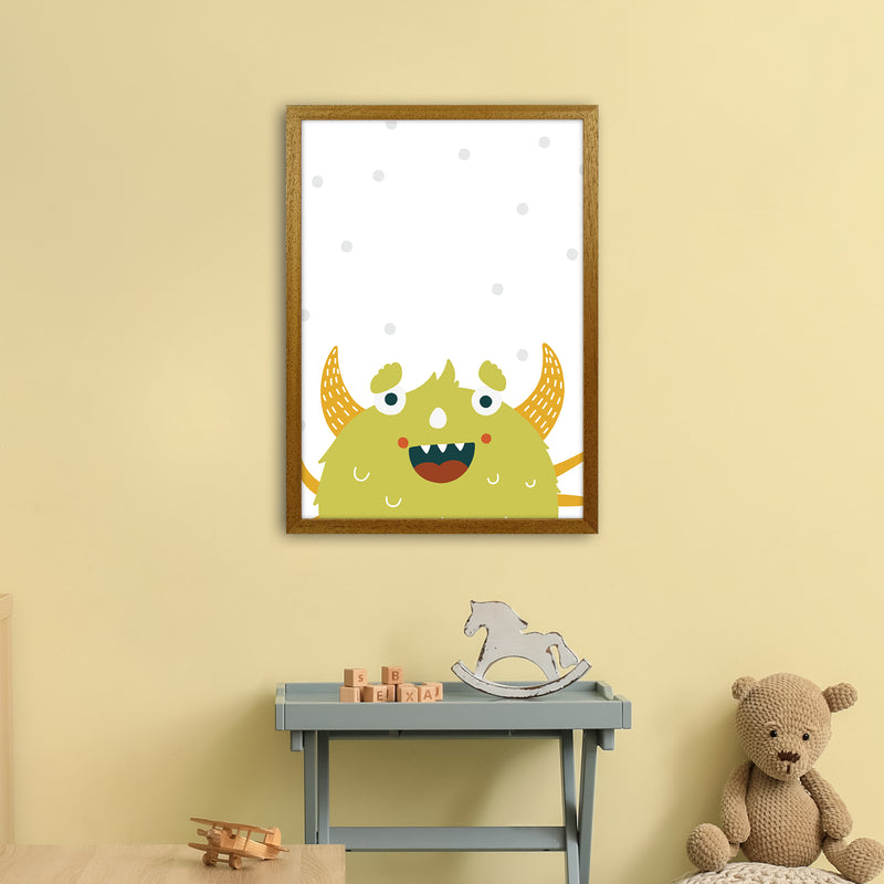 Little Monsters Green Happy  Art Print by Pixy Paper A2 Print Only