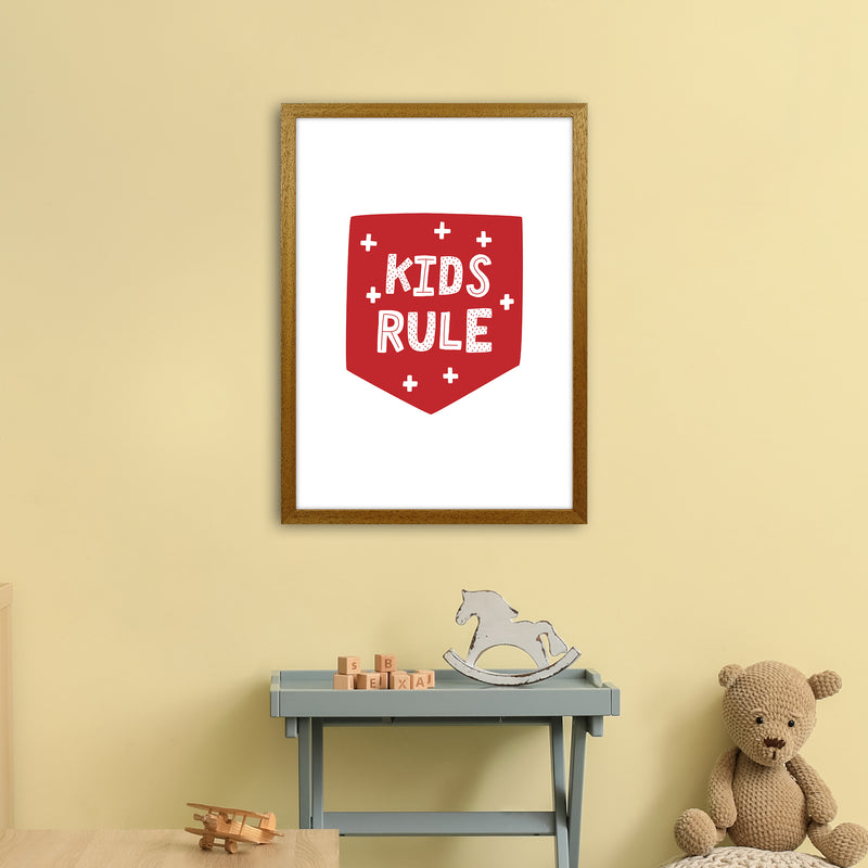 Kids Rule Red Super Scandi  Art Print by Pixy Paper A2 Print Only