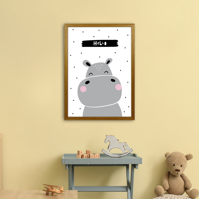 Hello Hippo  Art Print by Pixy Paper A2 Print Only