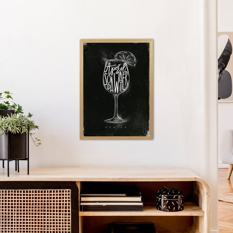 Prosecco Spritz Cocktail Black  Art Print by Pixy Paper A2 Print Only
