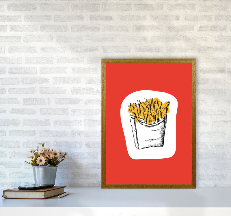 Kitchen Pop Fries Red Art Print by Pixy Paper A2 Print Only
