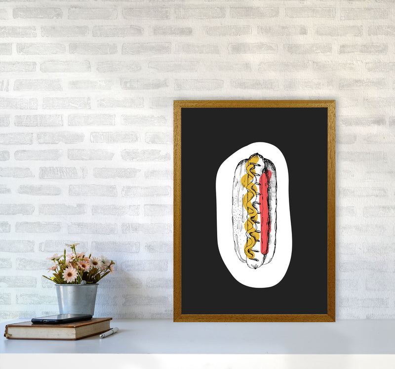 Kitchen Pop Hot Dog Off Black Art Print by Pixy Paper A2 Print Only