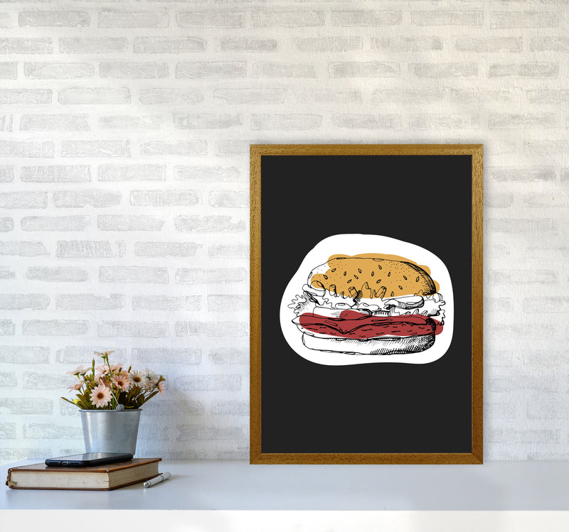 Kitchen Pop Burger Off Black Art Print by Pixy Paper A2 Print Only