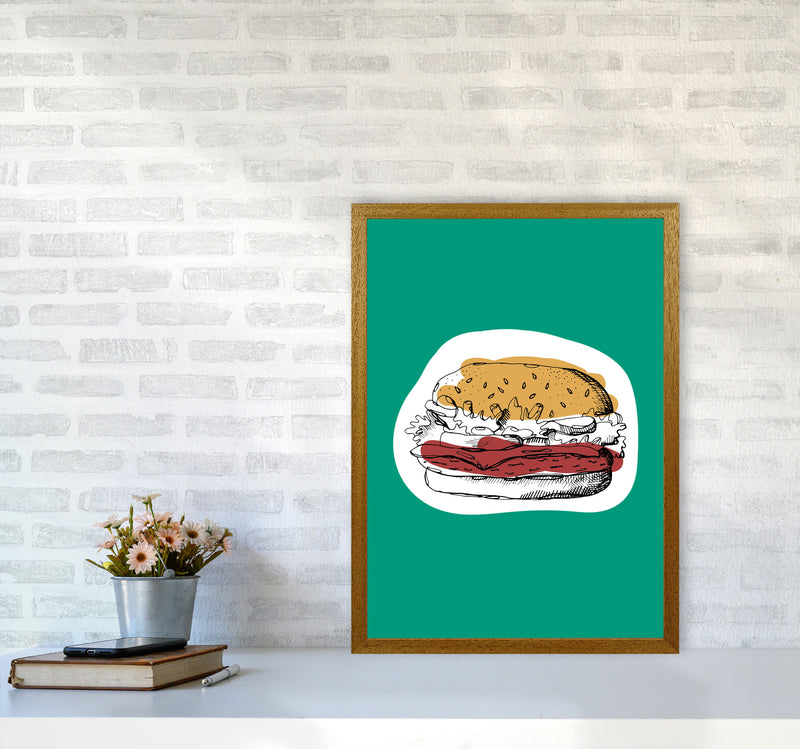 Kitchen Pop Burger Teal Art Print by Pixy Paper A2 Print Only