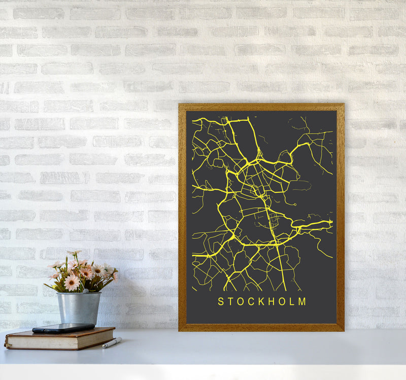 Stockholm Map Neon Art Print by Pixy Paper A2 Print Only