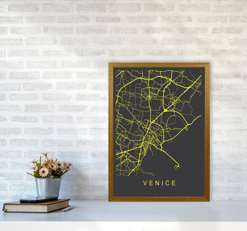 Venice Map Neon Art Print by Pixy Paper A2 Print Only