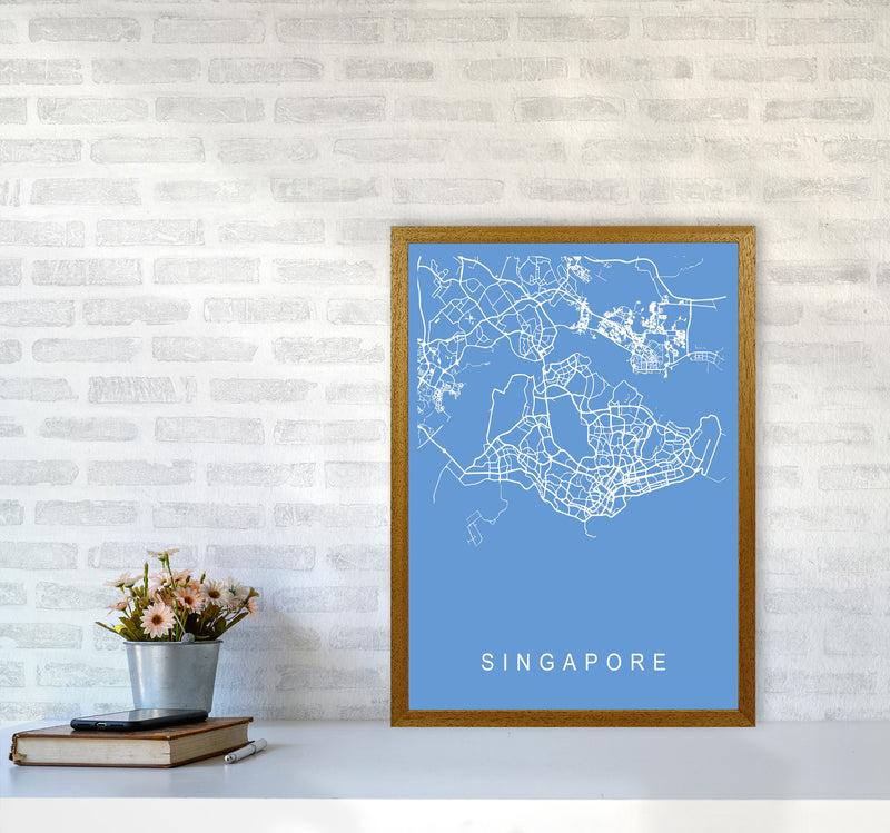 Singapore Map Blueprint Art Print by Pixy Paper A2 Print Only