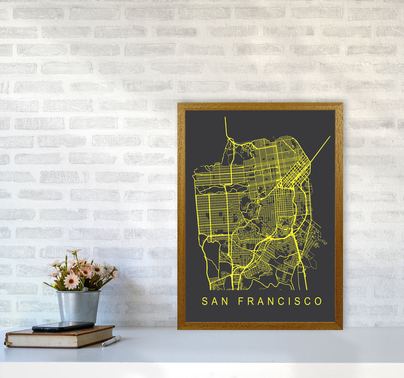 San Francisco Map Neon Art Print by Pixy Paper A2 Print Only