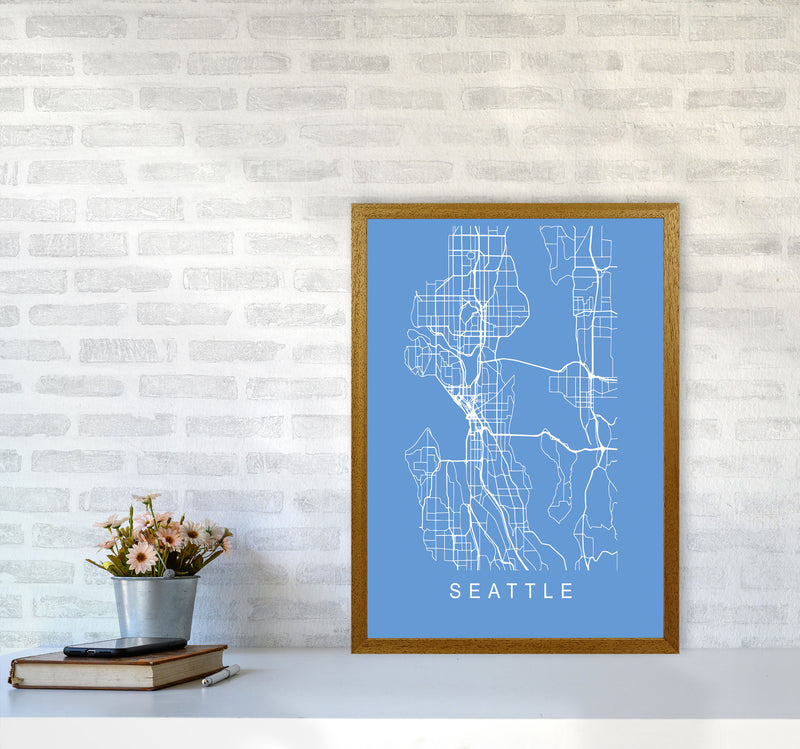 Seattle Map Blueprint Art Print by Pixy Paper A2 Print Only