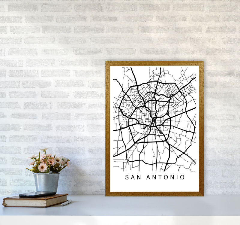 San Antonio Map Art Print by Pixy Paper A2 Print Only