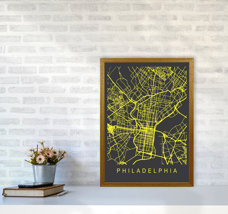 Philadelphia Map Neon Art Print by Pixy Paper A2 Print Only