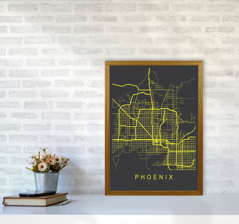 Phoenix Map Neon Art Print by Pixy Paper A2 Print Only