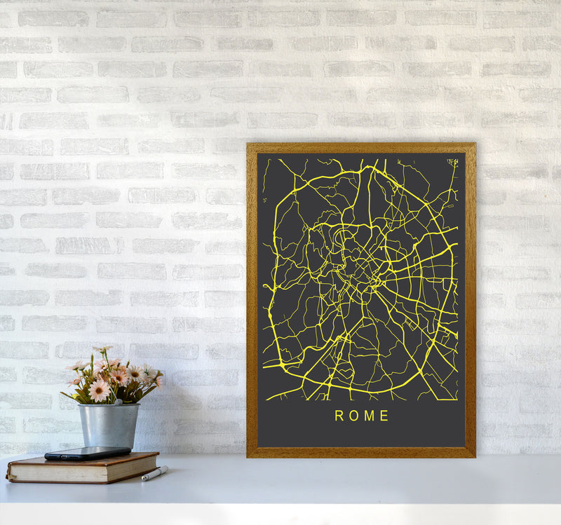 Rome Map Neon Art Print by Pixy Paper A2 Print Only