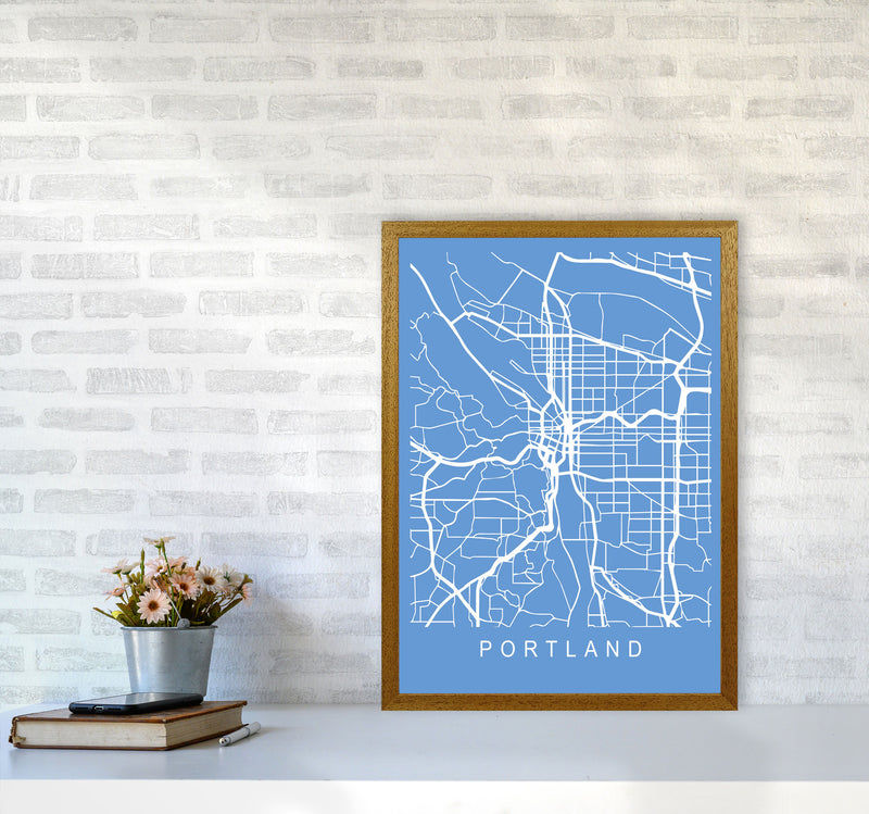 Portland Map Blueprint Art Print by Pixy Paper A2 Print Only