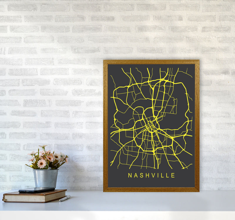 Nashville Map Neon Art Print by Pixy Paper A2 Print Only