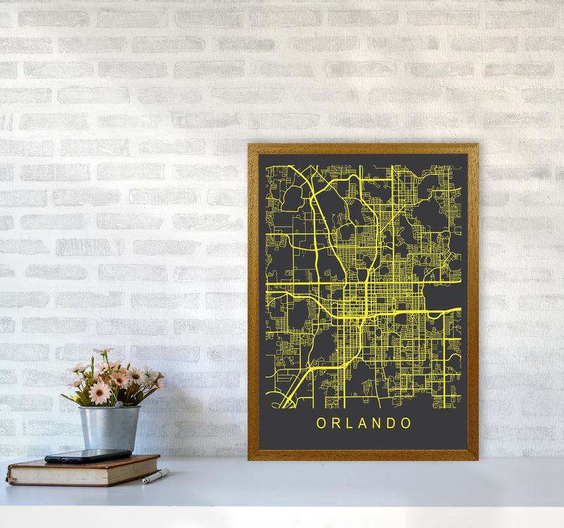 Orlando Map Neon Art Print by Pixy Paper A2 Print Only