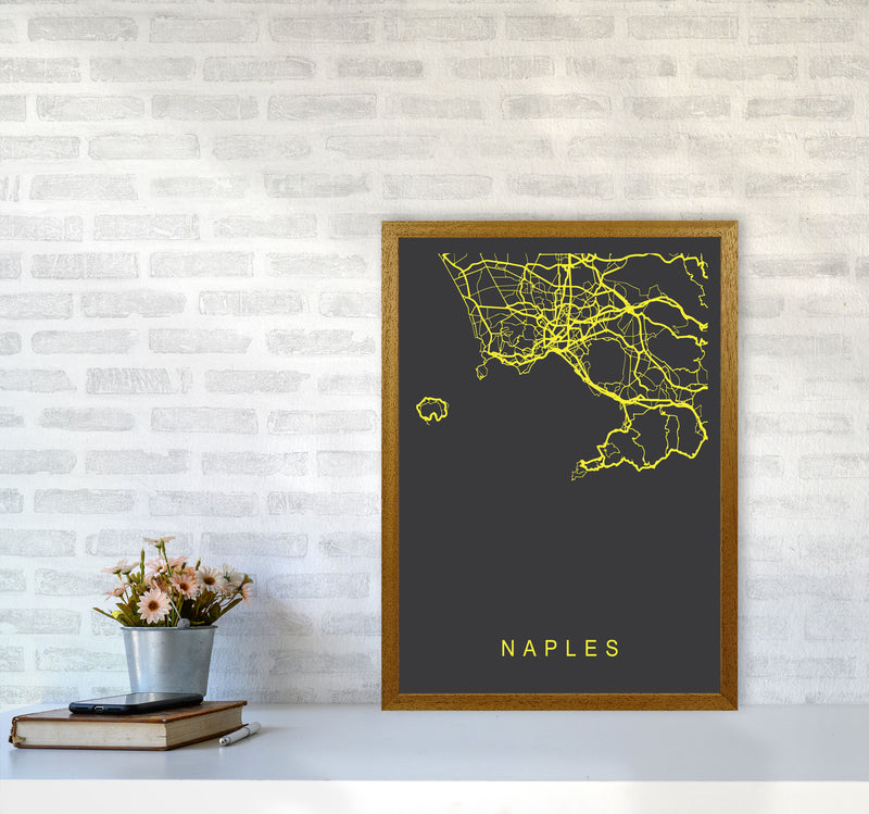 Naples Map Neon Art Print by Pixy Paper A2 Print Only