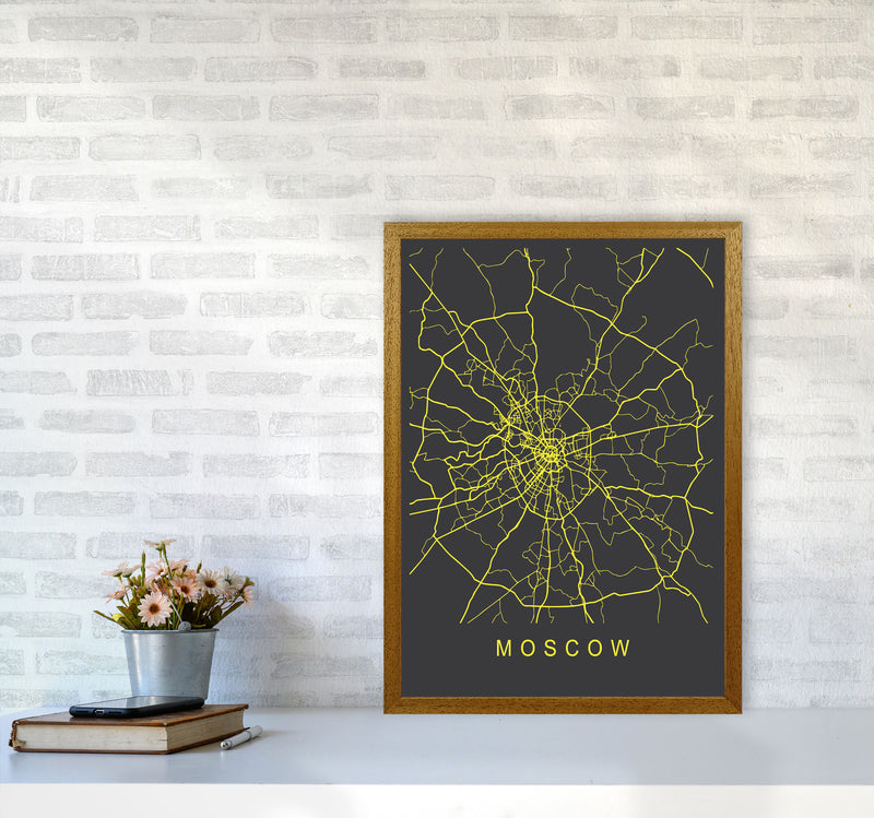 Moscow Map Neon Art Print by Pixy Paper A2 Print Only