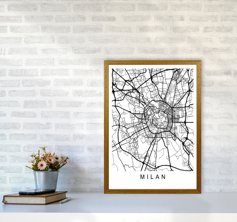 Milan Map Art Print by Pixy Paper A2 Print Only