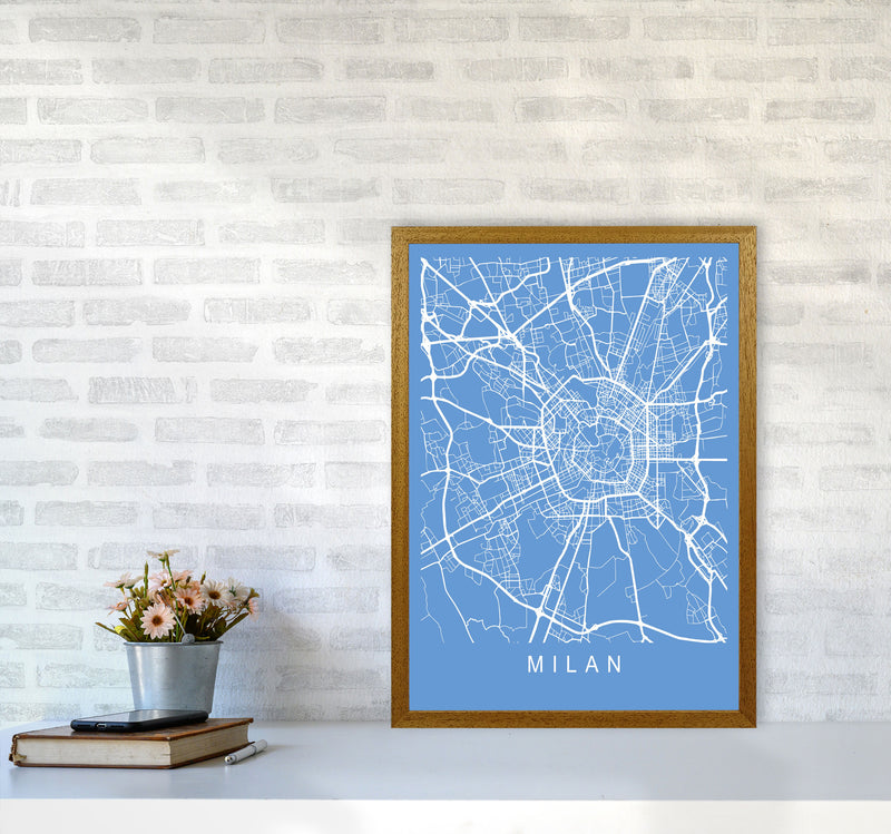 Milan Map Blueprint Art Print by Pixy Paper A2 Print Only