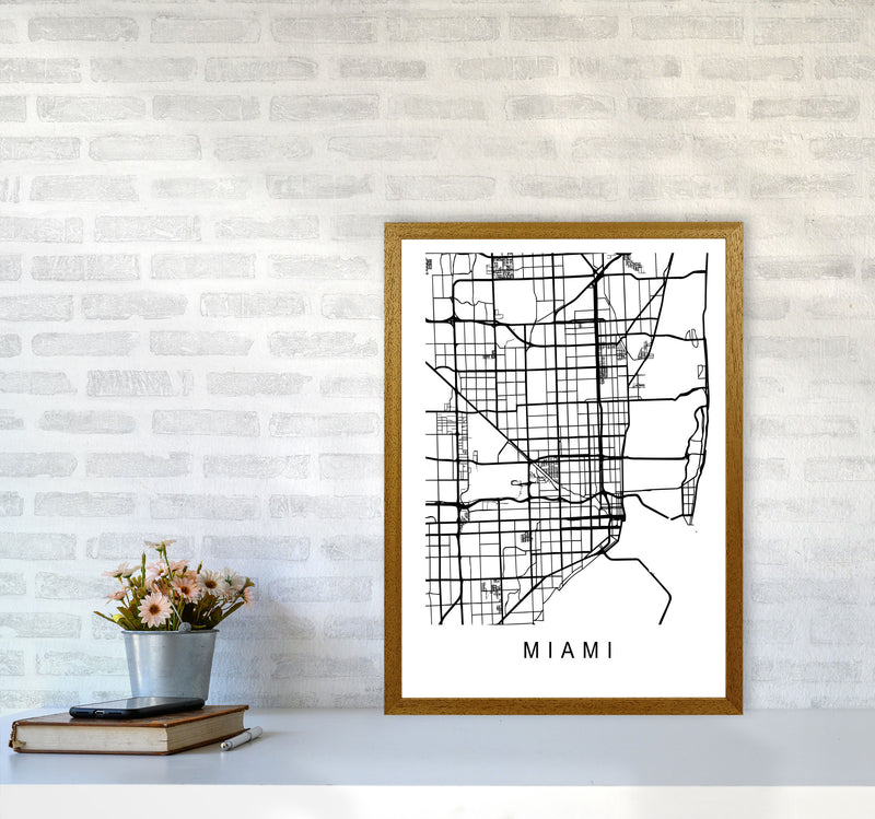 Miami Map Art Print by Pixy Paper A2 Print Only