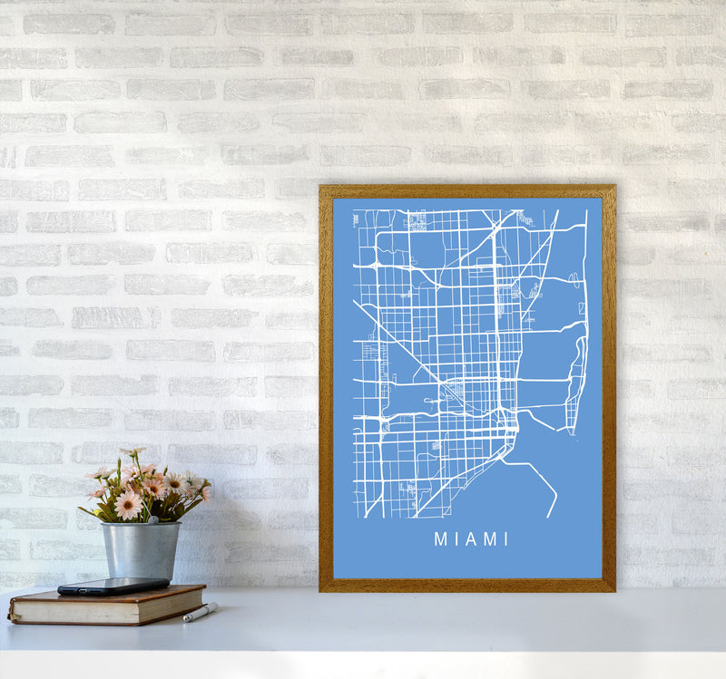 Miami Map Blueprint Art Print by Pixy Paper A2 Print Only